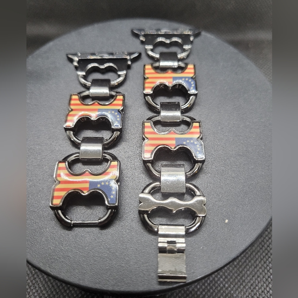 Black Apple watch band with "Old Glory"